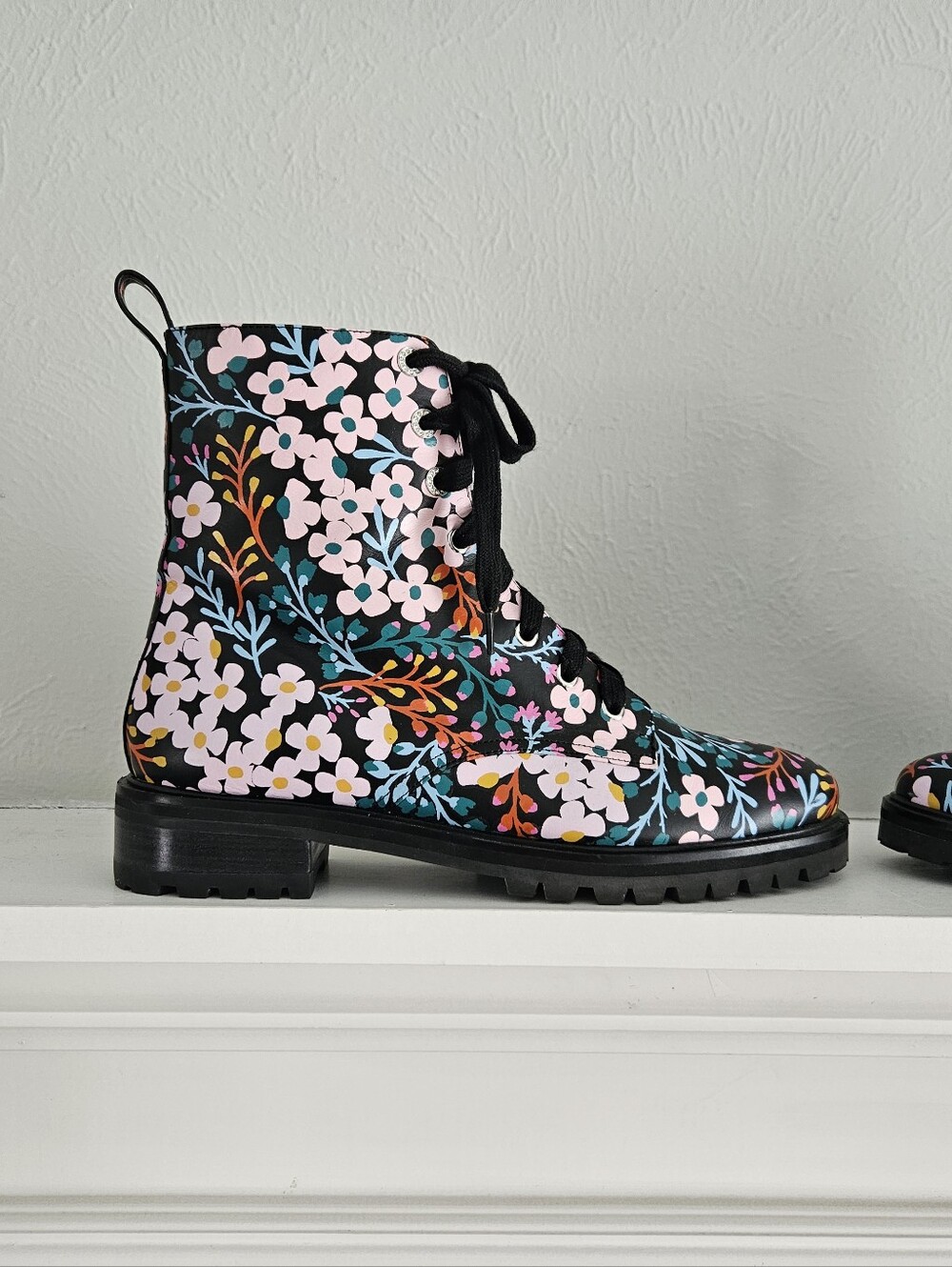 NWOT Kate Spade New York Jemma Floral Lace Up Combat Boots/Booties - Picture 3 of 9
